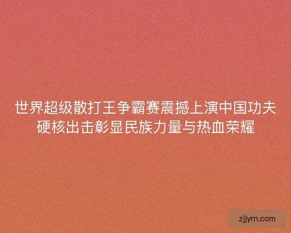 世界超级散打王争霸赛震撼上演中国功夫硬核出击彰显民族力量与热血荣耀